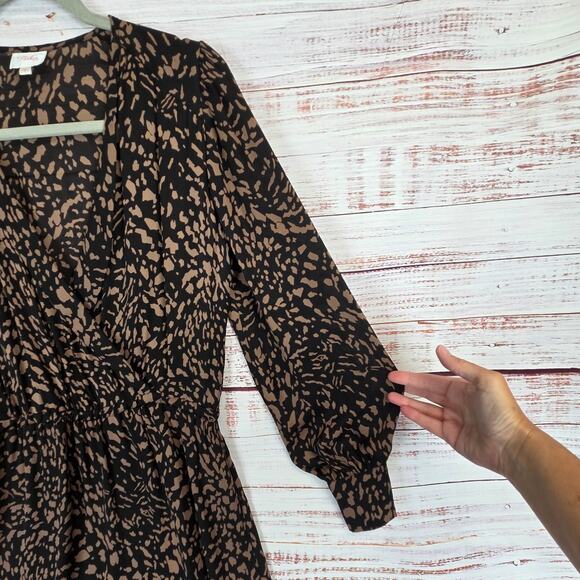 Parker Leopard Print Dress 100% Silk S Lightweight Flowy Whimsigoth Mobwife Glam - Picture 7 of 16